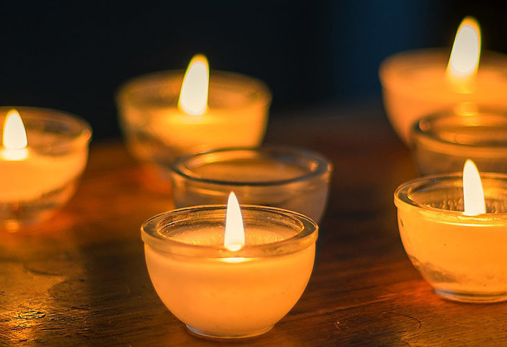 Group of sensual lit candles