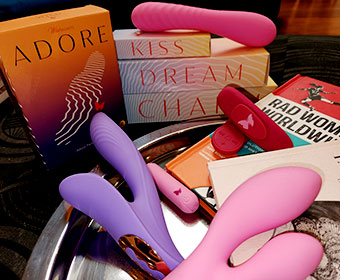 Some of Wild Secrets' recently launched vibrators for women, displayed on a textured coffee table