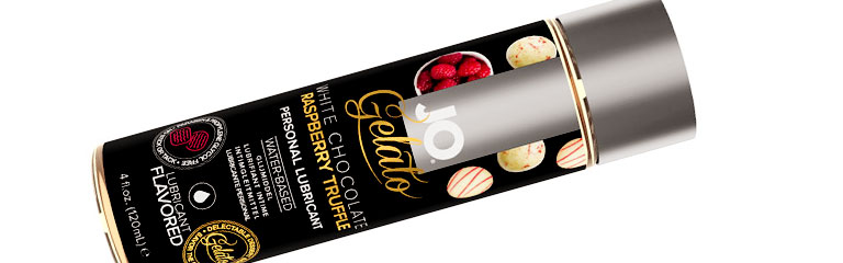 A tube of JO White Chocolate Raspberry Truffle flavoured lubricant