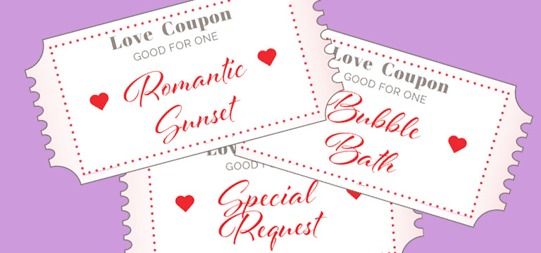 An illustration of 3 love coupons, with 